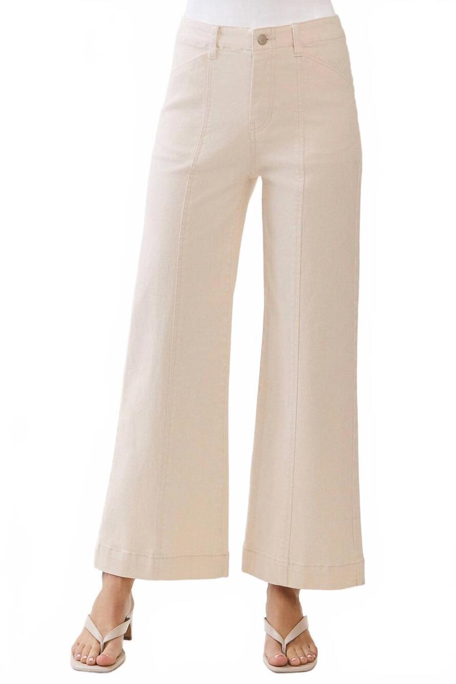 NEW LETTER TO JULIET paola wide leg with seam lines cropped pants in ecru